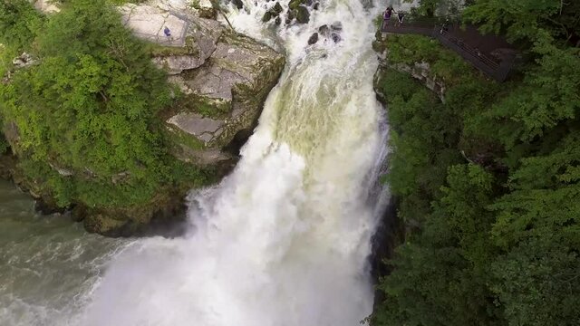 Beautiful scenic waterfall on the river Doubs in Switzerland, "Saut du DOubs"