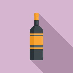 Wine bottle icon flat vector. Alcohol glass