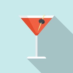 Tomato cocktail icon flat vector. Juice drink