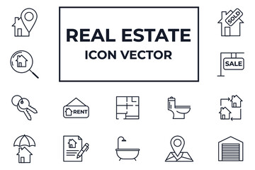 Set of Real Estate icon. Real Estate property, mortgage pack symbol template for graphic and web design collection logo vector illustration