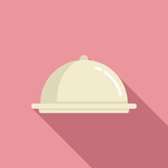 Steel tray icon flat vector. Food dinner