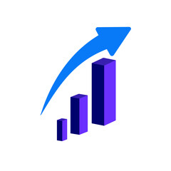 isometric 3d business chart with arrow grow
