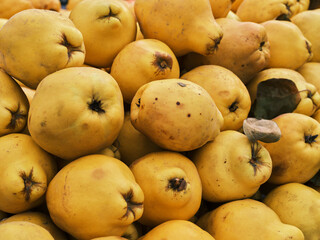 fresh quinces in the market