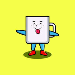 Cute cartoon mascot character Coffee tea cup with flashy expression in cute style for t-shirt, sticker, logo element