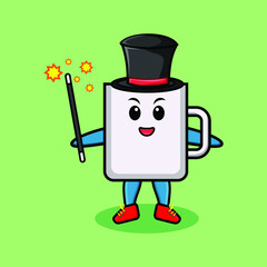 A gorgeous smart cute cartoon magician coffee tea cup style design for t-shirt, sticker, logo element