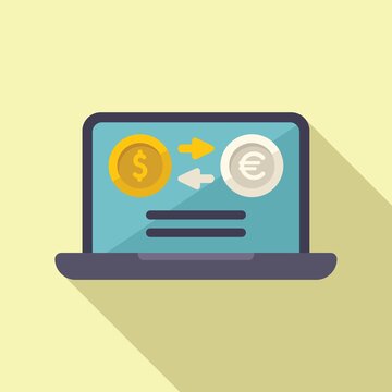 Online Money Convert Icon Flat Vector. Bank Finance