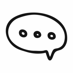 Сloud with dots. Symbol of conversation on phone or on Internet. Vector icon in doodle style.