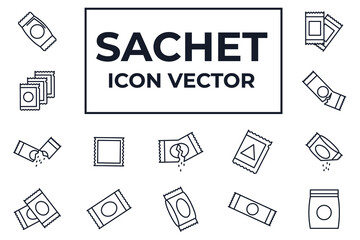 Set of Sachet icon. Sachet pack symbol template for graphic and web design collection logo vector illustration
