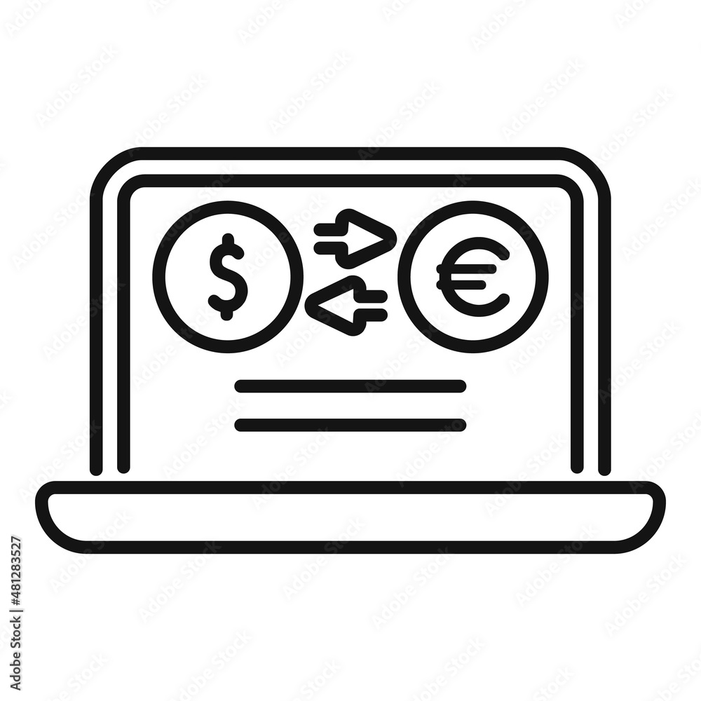 Sticker Online money convert icon outline vector. Bank finance