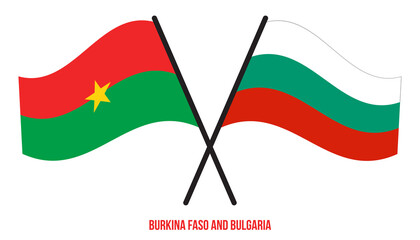 Burkina Faso and Bulgaria Flags Crossed And Waving Flat Style. Official Proportion. Correct Colors.