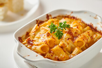 lasagna en un plato blanco