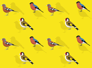 UK Finch Cartoon Seamless Wallpaper Background