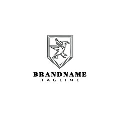 Naklejka premium eagle logo cartoon icon design template black isolated vector