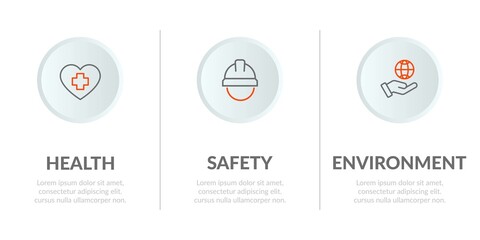 HSE - Health Safety Environment acronym infographic vector illustration with icons and title