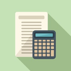 Calculator report icon flat vector. Business paper