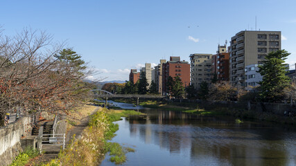 Fototapeta premium 金沢 浅野川 紅葉 ひがし茶屋街