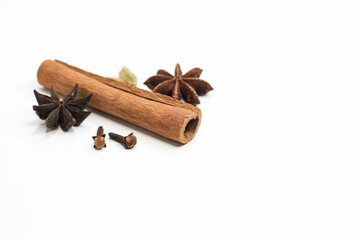 Mulled wine set. A set of spices for mulled wine on a white background.