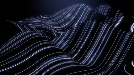 Sound Wave and Audio Technology Concept. Blue, Futuristic Digital Style. 3D Render.