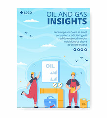 Oil Gas Industry Poster Template Flat Design Illustration Editable of Square Background for Social Media or Greetings Card