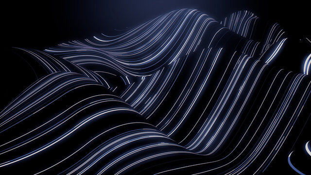 Sound Wave and Audio Technology Concept. Blue, Futuristic Digital Style. 3D Render.