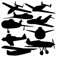 A set of silhouettes of old planes.