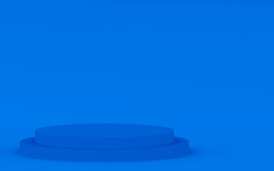 Abstract 3d blue color cylinder podium minimal studio background.