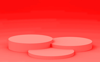 Abstract 3d pink color cylinder podium minimal studio background.