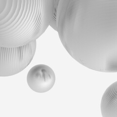 Abstract 3d metal steel ball, white and gray gradient color isolated background.