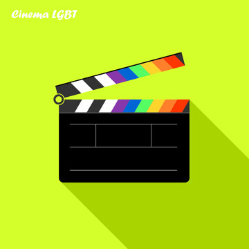 Ilustracao claquete sombra cinema LGBT, cinema, serie tv, gay, lesbica, amor, romance, comunidade gay, rainbow, pride, love is love, gay, comunidade, LGBT, LGBTQ, cine, representatividade