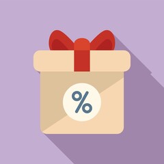 Sale gift box icon flat vector. Shop store