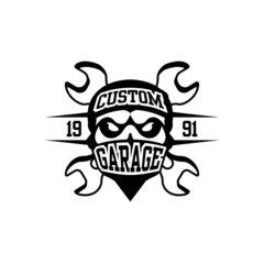 Garage emblem vector Logo. Service, repair, Maintenance work icon. Retro logo. Text is on the separate group.