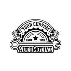 Garage emblem vector Logo. Service, repair, Maintenance work icon. Retro logo. Text is on the separate group.