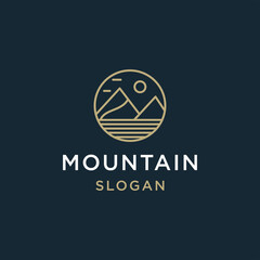 Mountain logo line art icon vector template