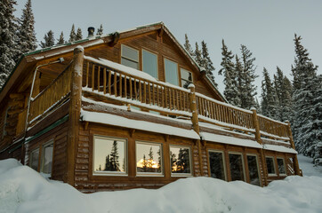 Sunrise on a backcountry cabin