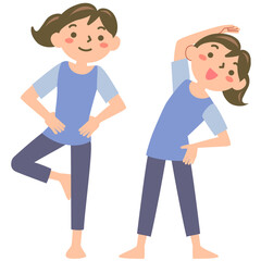 体操をする女性