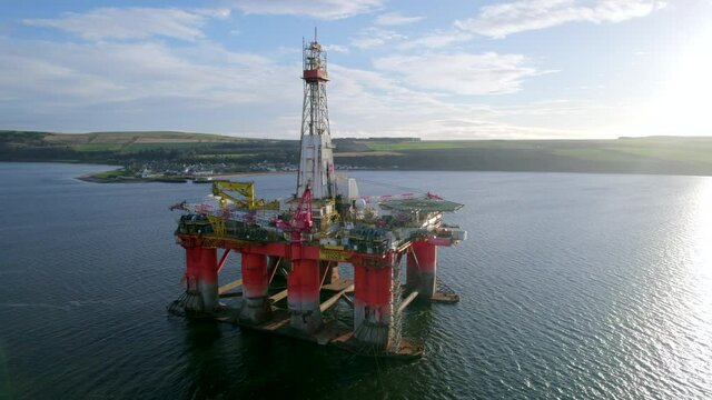 Oil and Gas Drilling Rig in Scotland Awaiting Deployment to the North Sea