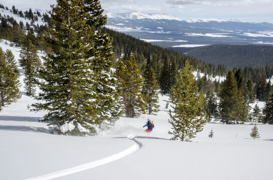 Snowboarding In The Backcountry Of Colorado