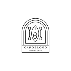 canoe kayak line art icon logo minimalist vector illustration design