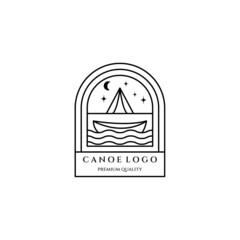 camp canoe line art icon logo minimalist vector illustration design