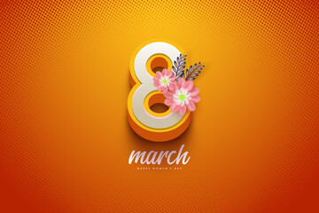 8 March women's day with a bright orange theme
