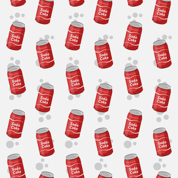 Seamless pattern soda can illustration vector template drink