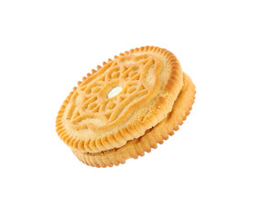 Tasty sweet sandwich cookie isolated on white