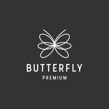 Butterfly logo linear style icon in black backround