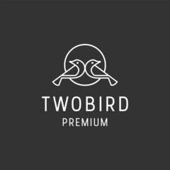Two bird logo linear style icon in black backround