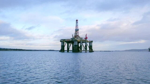 Oil and Gas Drilling Rig Aerial View of the Platform