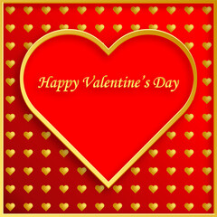 Fototapeta na wymiar Happy valentine day invitation card with hearts for the day of love, on color background