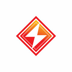 lightning diamond clor shape logo design