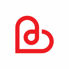 initial b letter love heart color line logo design