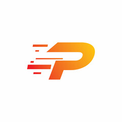fast motion intial p letter logo design