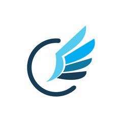 Naklejka premium blue circle wing logo design